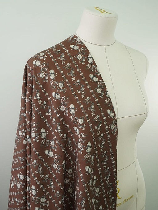 Импорт. хлопок Digital Цветущие дорожки цв.бежево-коричневый, ш.1.4м, хлопок-100%, 135гр/м.кв - Купава фото 2