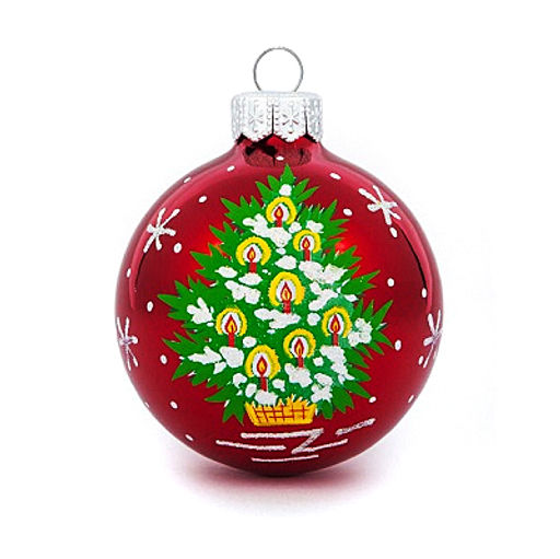 Елочная игрушка шар стеклянная "Еловый" д6см, ручная художественная роспись, цвета микс, подарочная упаковка (Россия)