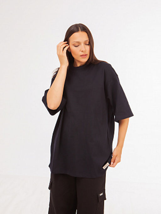 Футболка ЗАПОРОЖЕЦ Blank oversize DEEP BLACK  фото 12