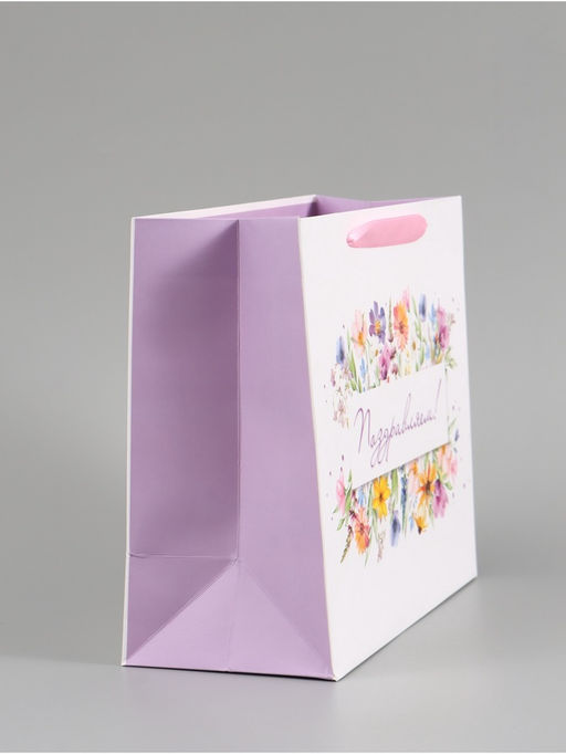 Цена за 2 шт. Пакет подарочный «Поздравляем. Цветы», 27×23×11.5 см