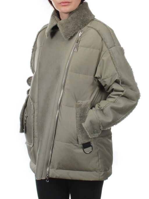 902 GRAY/GREEN Куртка зимняя облегченная женская (холлоффайбер 150 гр., искусственная дубленка) - Fashion фото 7