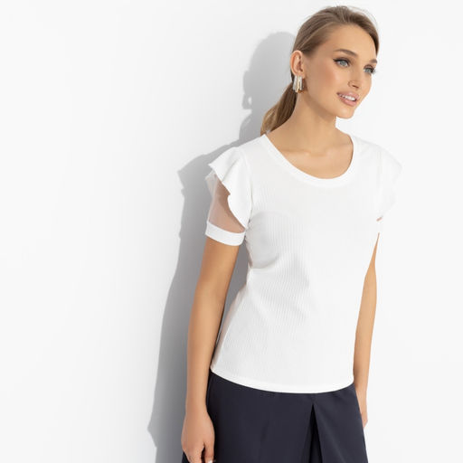 Футболка в рубчик Высокая мода без усилий (white) - Charutti фото 2