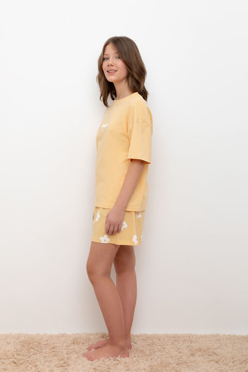 Crockid _ КБ 2828/абрикосовый щербет,цветы пижама для дев