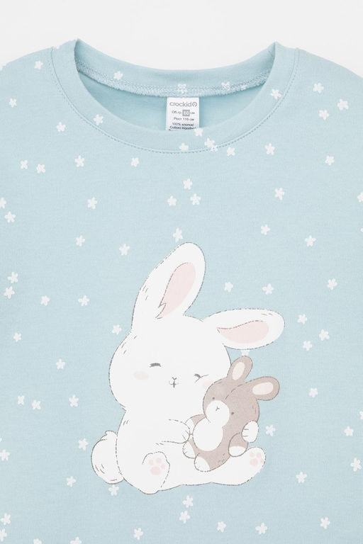 Crockid _ К 1621/голубой,цветочные снежинки пижама дет