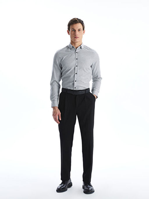 Regular Fit Uzun Kollu Ekose Gabardin Erkek G?mlek