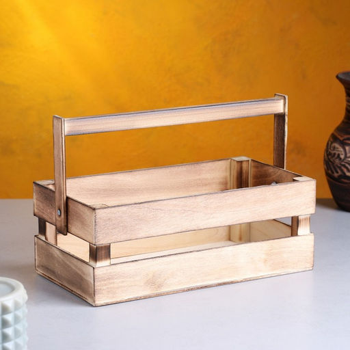 Кашпо деревянное 24.513.59 см Двушка Лайт, двухреечное, обжиг Дарим Красиво