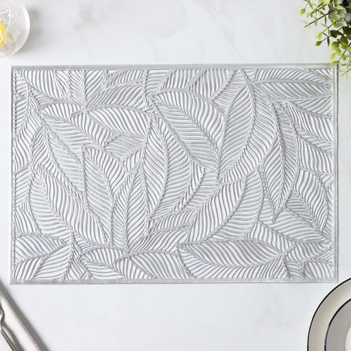 Салфетки сервировочные на стол Доляна «Листопад», 4 шт, 45×30 см, цвет серебряный