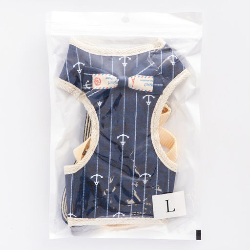 Комплект с мягкой шлейкой Якорь, размер L, поводок 120 х 1,5 см, ОГ 42-76 см, синий - Пижон фото 8