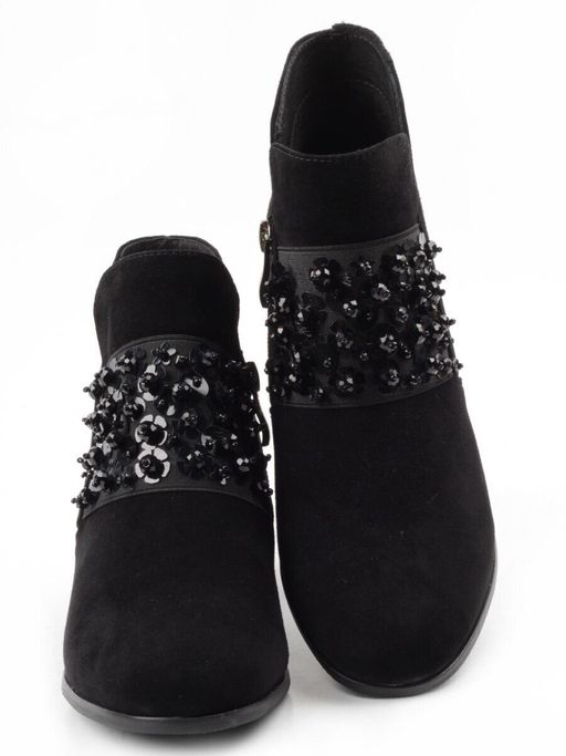 01-CGXM12-2R BLACK Ботинки женские (натуральная замша, байка) - Фабричный китай фото 15