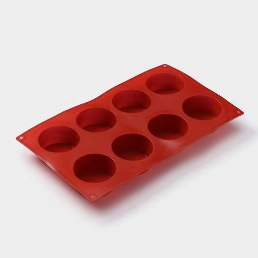 Форма для выпечки Доляна «Фигуры.Круг», 29×17×2.7 см, 8 ячеек (5.8×2.7 см), силикон, коричневая