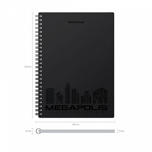 Цена за 1 шт. Тетрадь общая с пластиковой обложкой на спирали ErichKrause MEGAPOLIS®, черный, А5, 80 листов, клетка, микроперфорация  фото 5