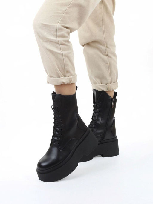 04-PAT225-1Z BLACK Ботинки зимние женские (натуральная кожа, 100% шерсть)
