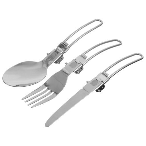 Набор туристических приборов maclay: нож, вилка, ложка, складные, нержавеющая сталь