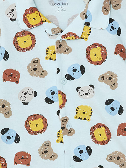 Polo Yaka Uzun Kollu Bask?l? Erkek Bebek Pijama Tak?m? - Waikiki фото 3