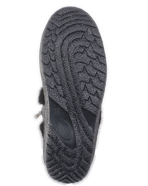 Унты женские на литой подошве. Черные., "Норка" черная. Молния.