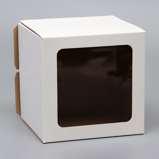 Цена за 2 шт. Коробка под торт, с окном, без ручек, белая, 24×24×22 см