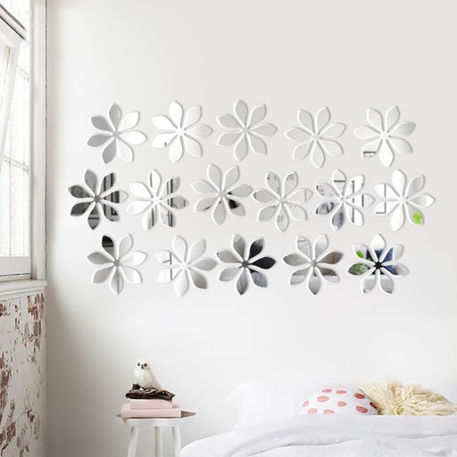 Зеркало настенное «Цветочки», на клеевой основе, акриловое, 16 шт. 7×7 см