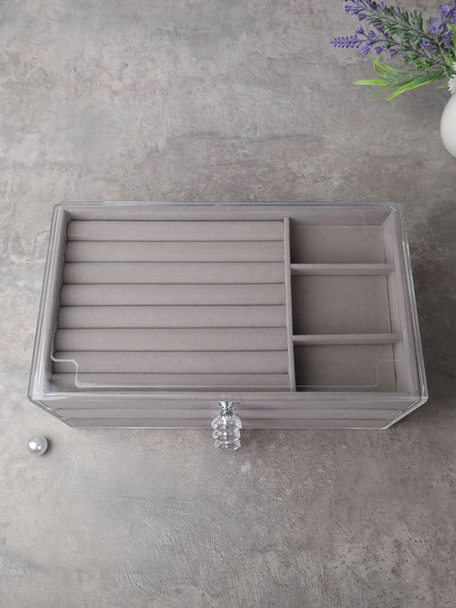 Шкатулка акриловая трехслойная серая 23,5х15,5х10,8 см / XY2844-G /уп 30/ - Галеонтрейд фото 4