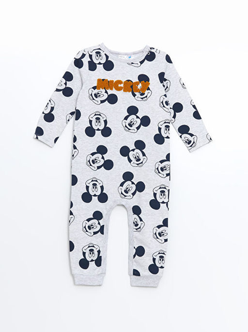 Bisiklet Yaka Mickey Mouse Bask?l? Erkek Bebek Tulum