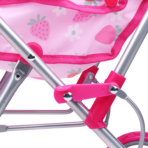 Коляска для кукол, складная, прогулочная, с тентом, цвет клубнички на розовом