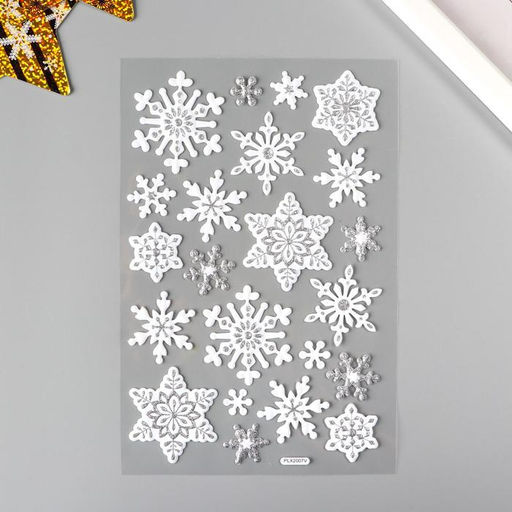 Интерьерная наклейка Room Decor Снежинки серебро, 14?21 см