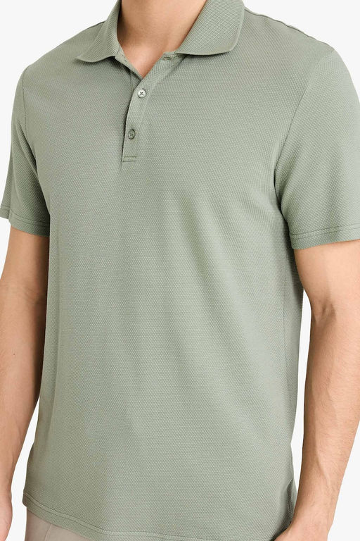 Базовая хлопковая футболка с короткими рукавами и воротником-поло Slim Fit - Defacto фото 11