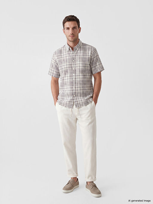 Regular Fit Ekose Poplin Erkek G?mlek