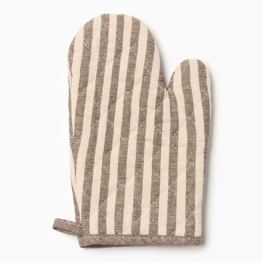 Варежка-прихватка Доляна Полоса цв.коричневый 25х17см,50% п/э 50% хл  фото 2