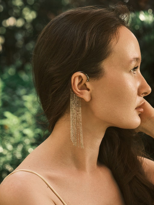 Серьга кафф Водопад, висячая, цвет серебро