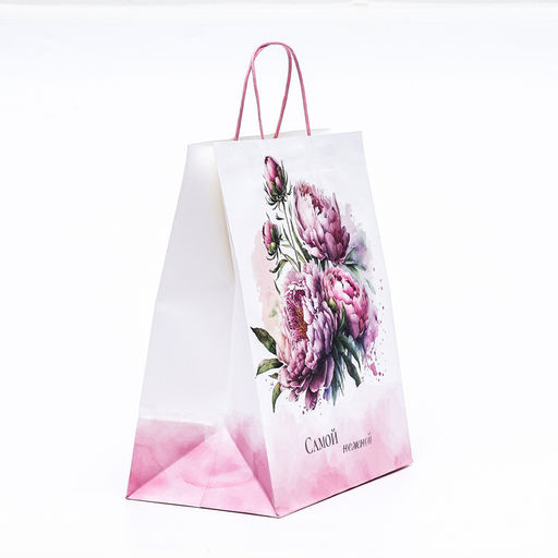 Цена за 2 шт. Пакет крафт "Самой нежной" 32 х 17 х 37 см