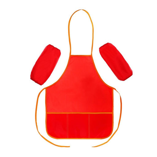 Цена за 2 шт. Фартук для труда + нарукавники, 490×390/250×160 мм, размер S (рост 116-146), Calligrata, «Стандарт», красный