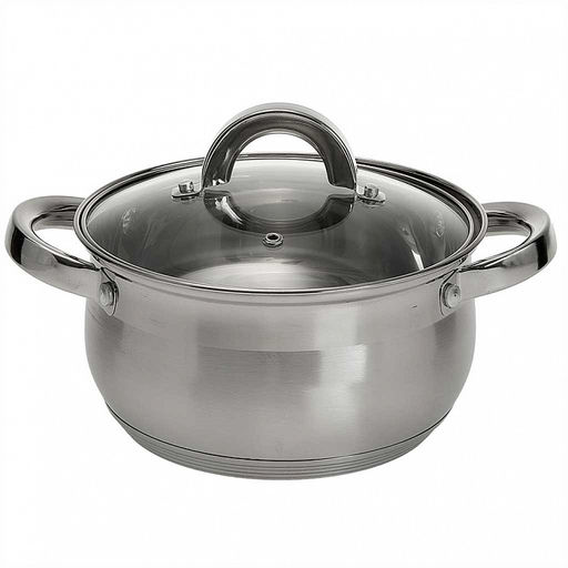 Кастрюля нерж. 2,8л, 18см, стекл. крышка, арт. ВЕ-144/2