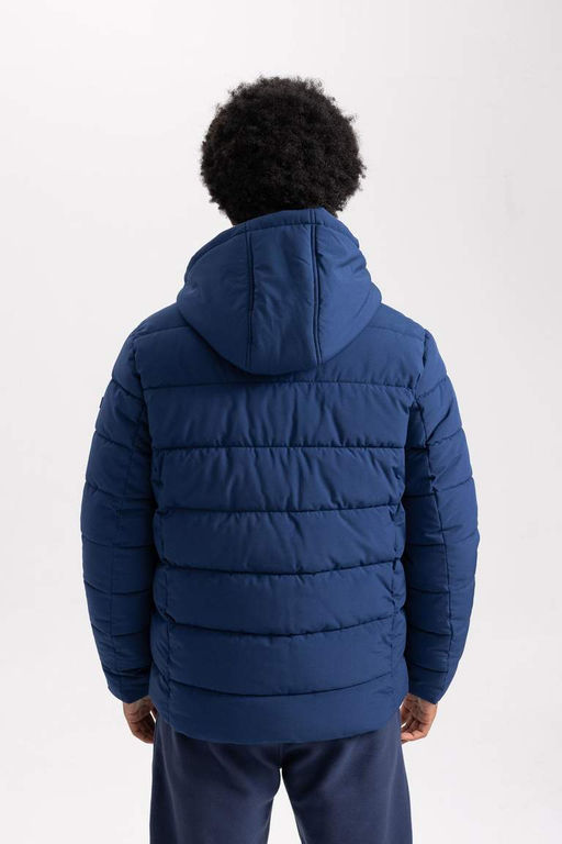 Водоотталкивающее пальто приталенного кроя с капюшоном DeFactoFit с подогревом  фото 10