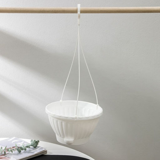 Кашпо уличное для цветов Альтернатива «Мирабель», 2.5 л, подвесное, с прикорневым поливом, пластик, белое