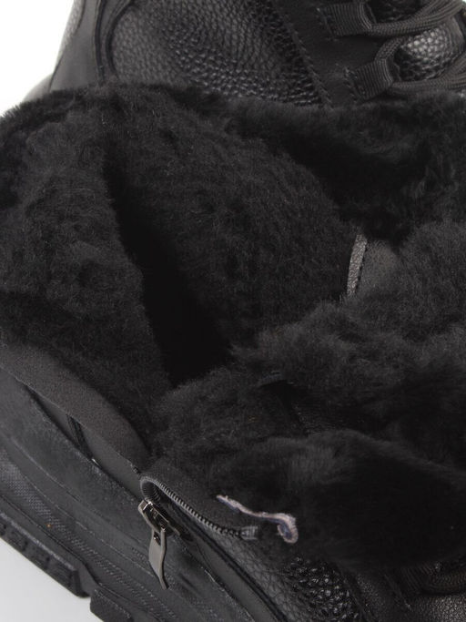 04-WG044-1M BLACK Кроссовки зимние женские (натуральная кожа, 100% шерсть)