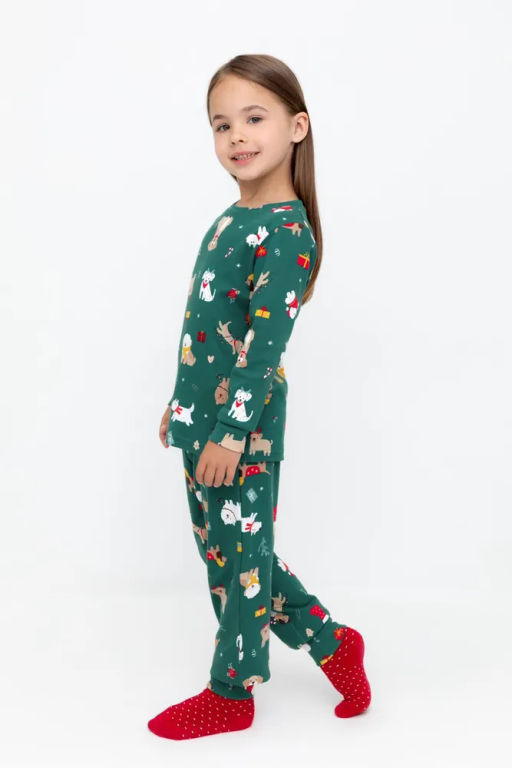 К 1552/тем.зеленый,собачки новый год пижама дет - Crockid фото 7