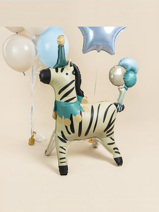 Воздушный шар фольгированный 3D 43" «Цирк. Зебра в колпачке», только под воздух