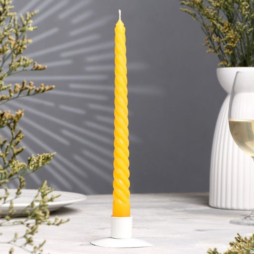 Цена за 60 шт. Свеча витая, 2.2×25 см, жёлтая, «Богатство Аромата»