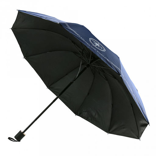 Зонт механический Роза ветров ткань эпонж (полиэстер) + черное УФ-покрытие, 10 лучей, д/купола 108см h68см, 3 сложения, 28см в сложенном виде, механизм против ветра, ручка с покрытием soft-touch, цвет синий, 370гр (Китай) - Домашняя мода фото 3