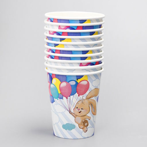 Цена за 10 шт. Стакан бумажный Зайка с шарами, 250 мл - Страна карнавалия фото 3