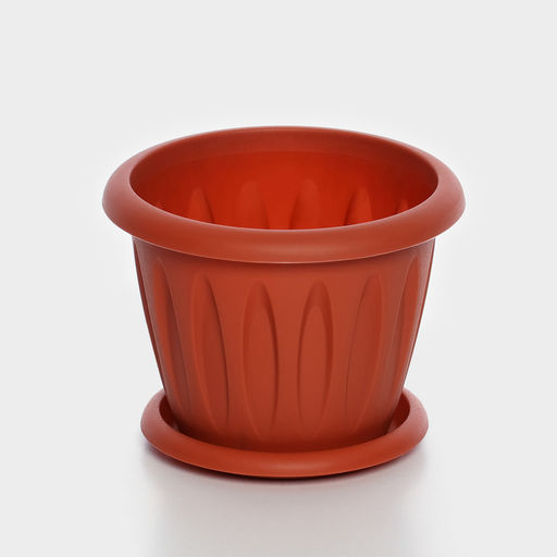Цена за 3 шт. Горшок для цветов с поддоном «Фелиция», 900 мл, d=14.2 см, h=11 см, цвет терракотовый