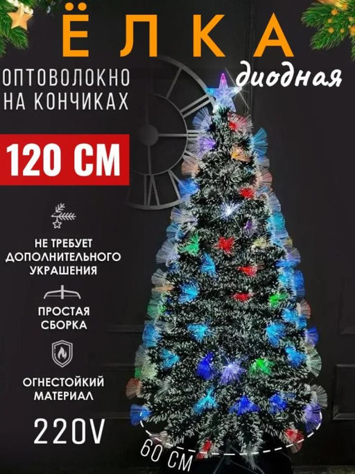 Елка новогодняя искусственная диодная с белыми кончиками