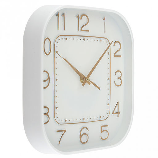 Часы настенные Симфония 24,2х24,2х4см, циферблат Узор белый; цифры арабские, золотой; корпус пластик, белый; в коробке (Китай) - Домашняя мода фото 3