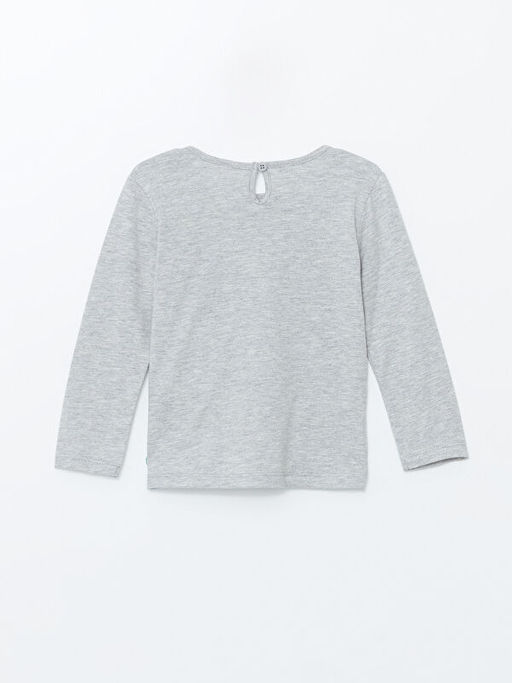 Bisiklet Yaka Bask?l? K?z ?ocuk Ti??rt