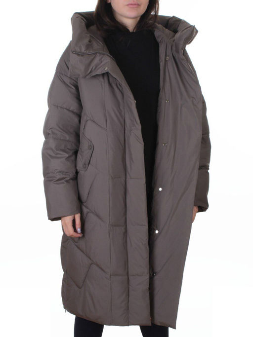 A621 GRAY/BROWN Пальто зимнее женское (200 гр. холлофайбер)