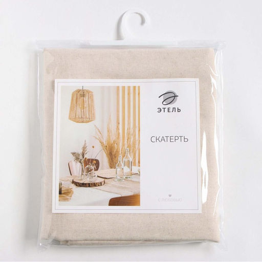 Скатерть Этель ECO, цвет молочный, 136×220/+-6 см, 70% хлопок, 30% лён, 190 г/м²