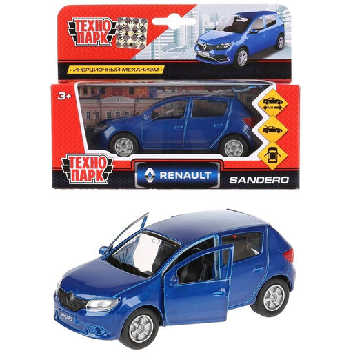 Технопарк. Модель "Renault Sandero" арт.SB-17-61-RS-N(BU)-WB синий, металл 12 см, двери, баг. инерц.