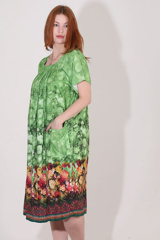 Платье пляжное больших размеров с коротким рукавом - Almond фото 2