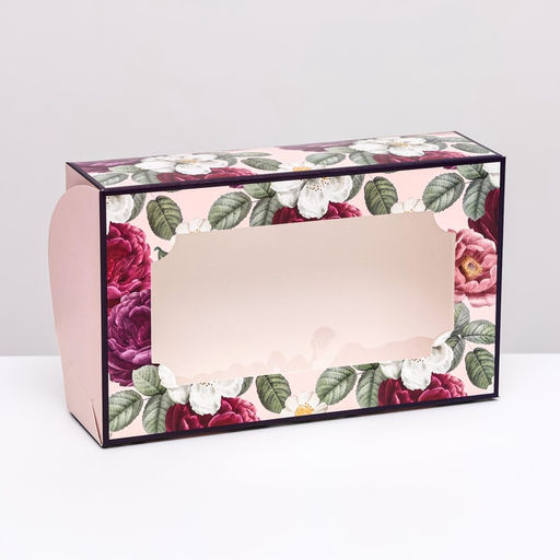 Коробка складная с окном под зефир FOR YOU, 25×15×7 см