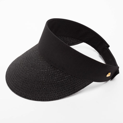 Козырёк женский плетёный MINAKU на липучке, чёрная, размер 56-58